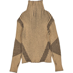 Pull & Bear Lueder Brown Black Ribbed Knit Jumper