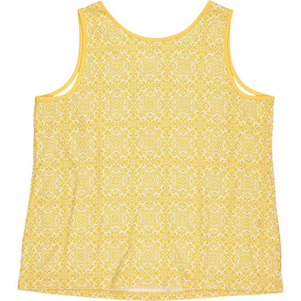 Lands End Yellow Patterned Tank Top
