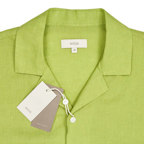 Moss Acid Green Linen Cuban Shirt