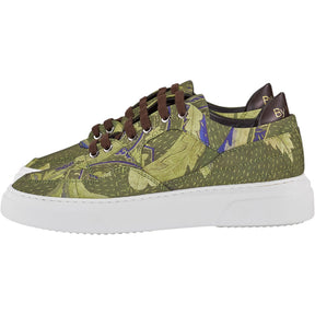 By Walid Green Print Raw Silk Trainers