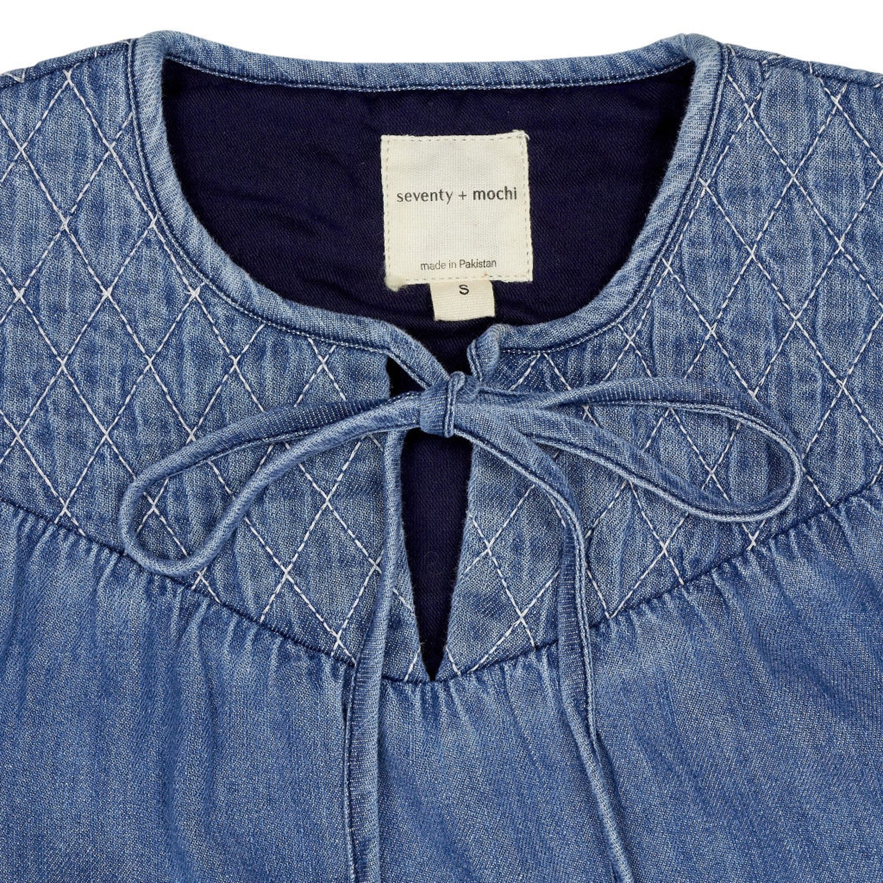 seventy + mochi Blue Quilted Denim Blouse