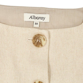 Albaray Beige Square Neck Button Dress