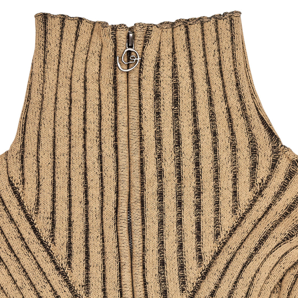 Pull & Bear Lueder Brown Black Ribbed Knit Jumper