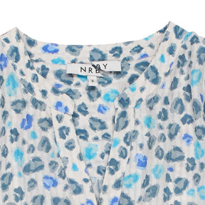 NRBY Blue Leopard Print Blouse