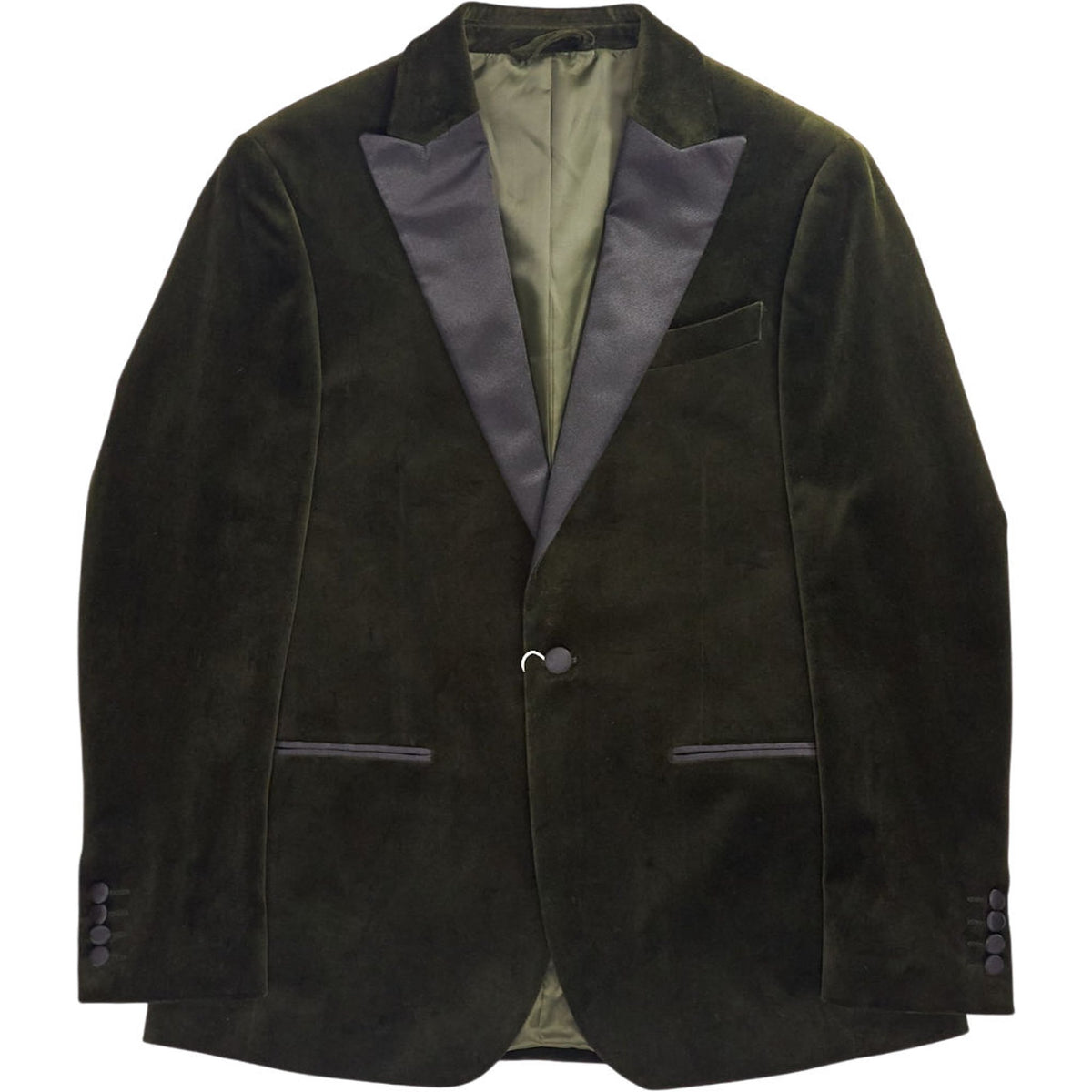 Moss Green Velvet Tailored Fit Jacket