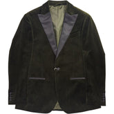 Moss Green Velvet Tailored Fit Jacket