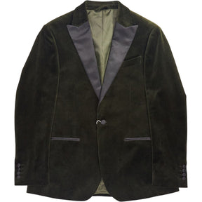 Moss Green Velvet Tailored Fit Jacket