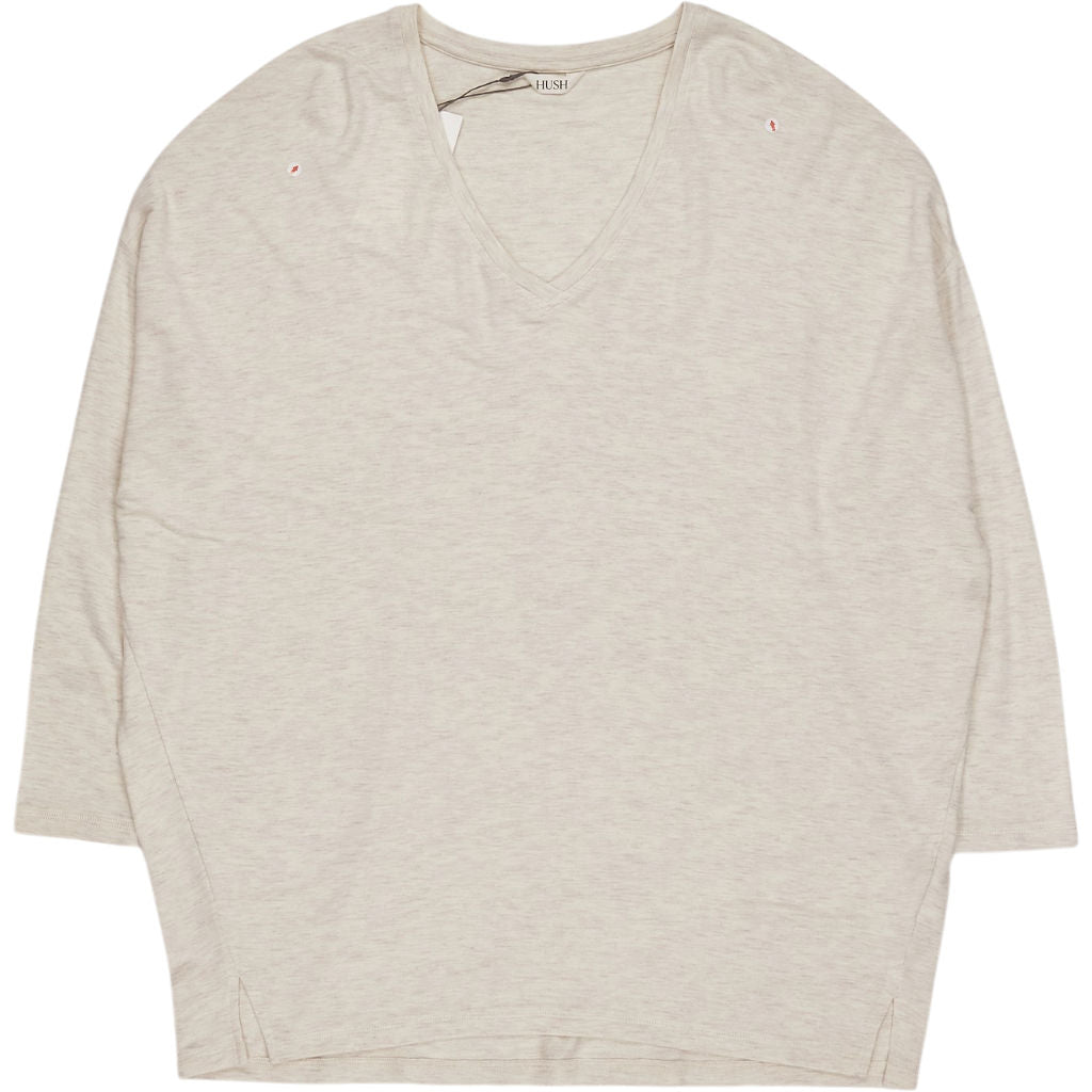 Hush Oatmeal Marl Gillian V Neck Top
