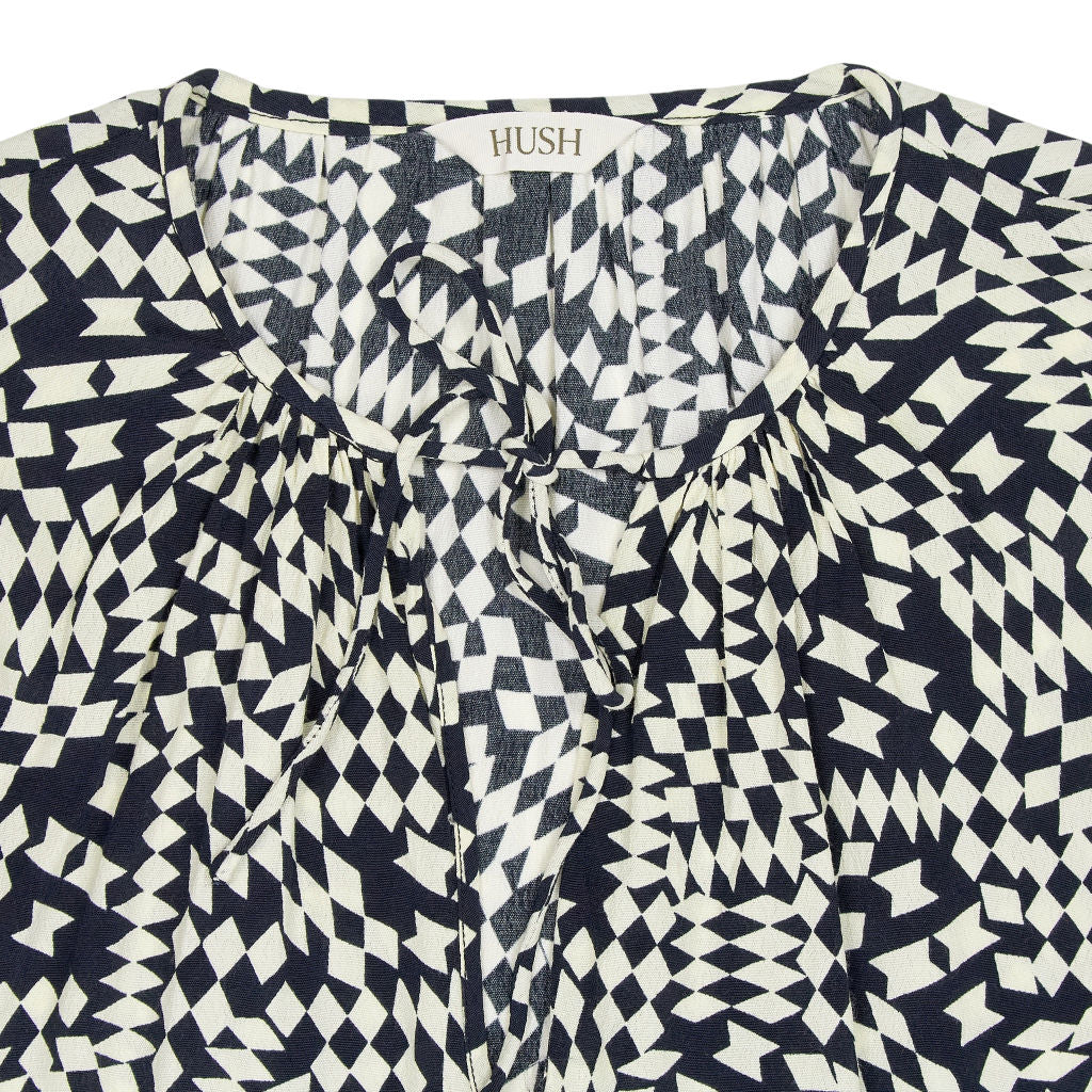 Hush Black Cream Geometric Blouse