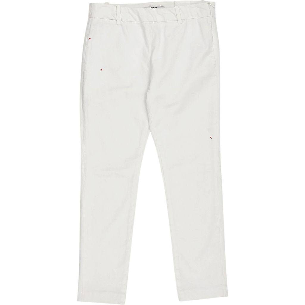 NRBY White Cotton Ankle Crop Trousers