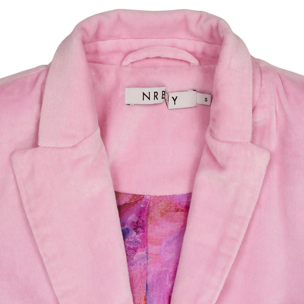 NRBY Pink Velvet Cotton Long Coat