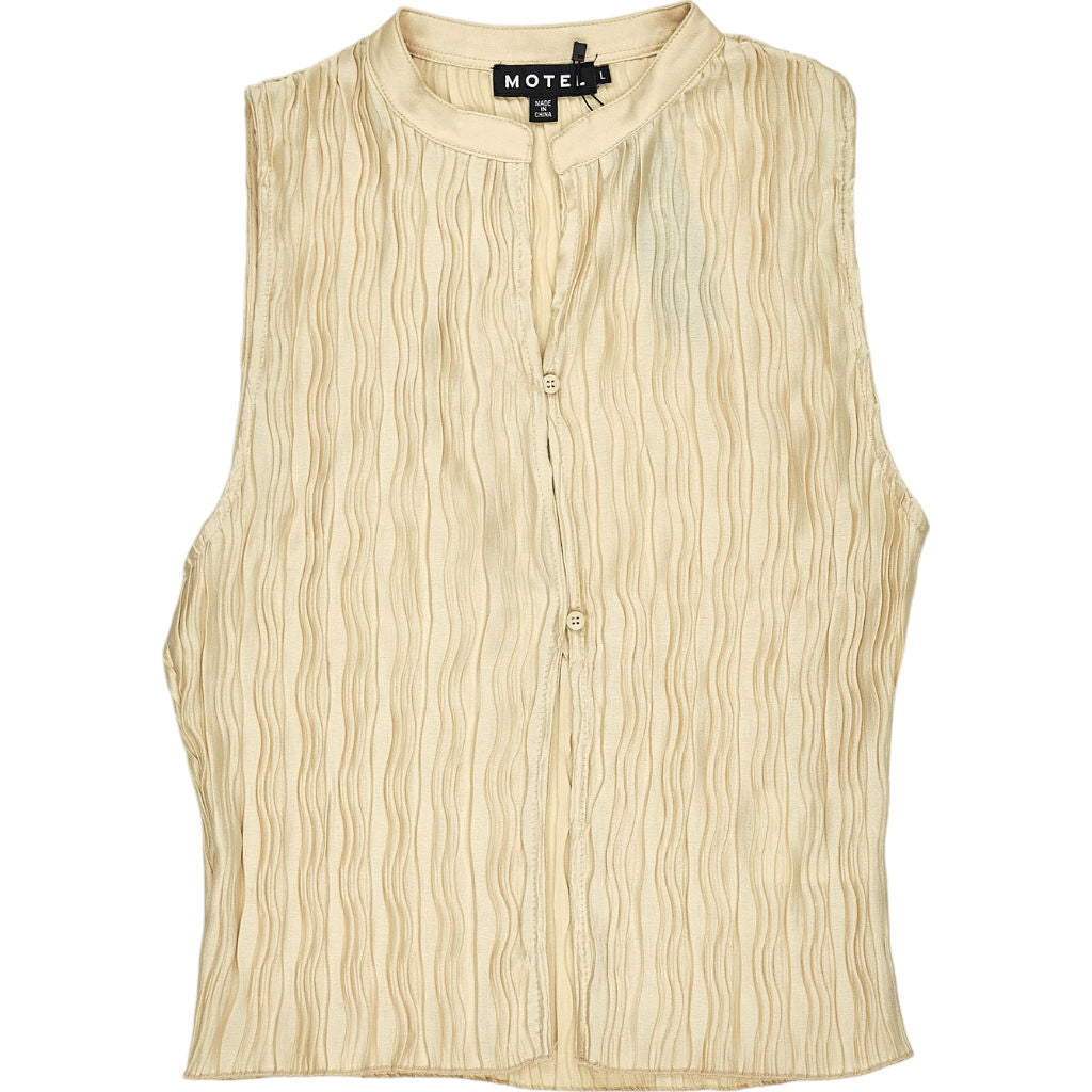 Motel Beige Crinkle Inara Sleeveless Top