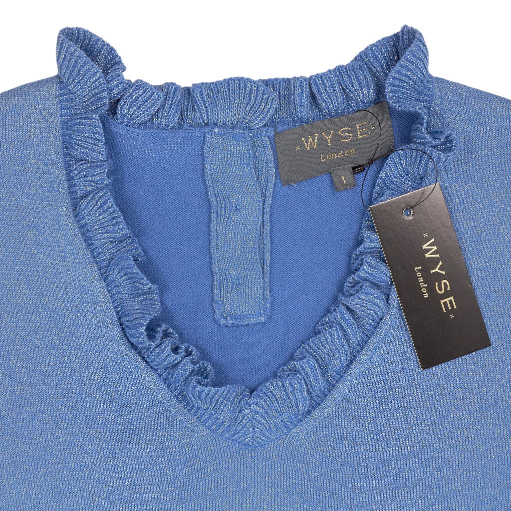 Wyse Blue Lucia V Neck Jumper