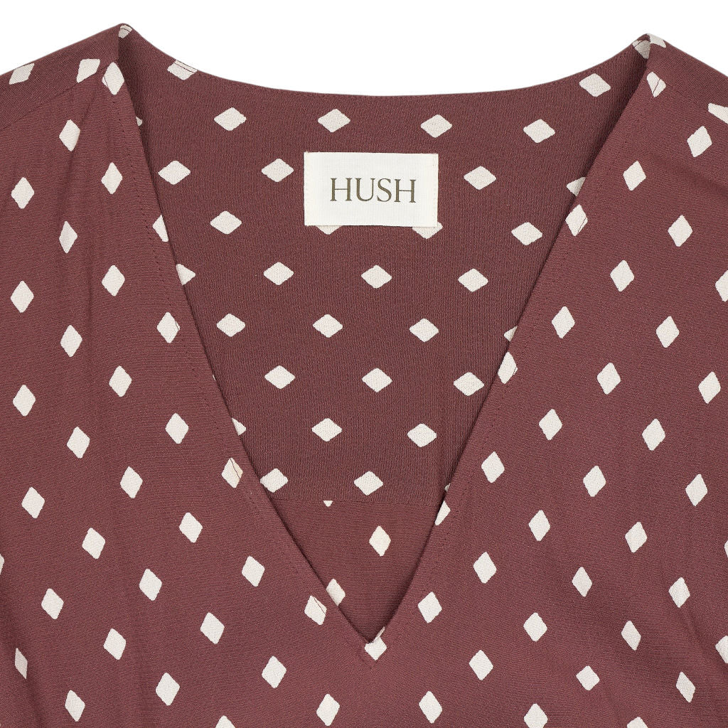 Hush Burgundy Polka Dot Midi Dress