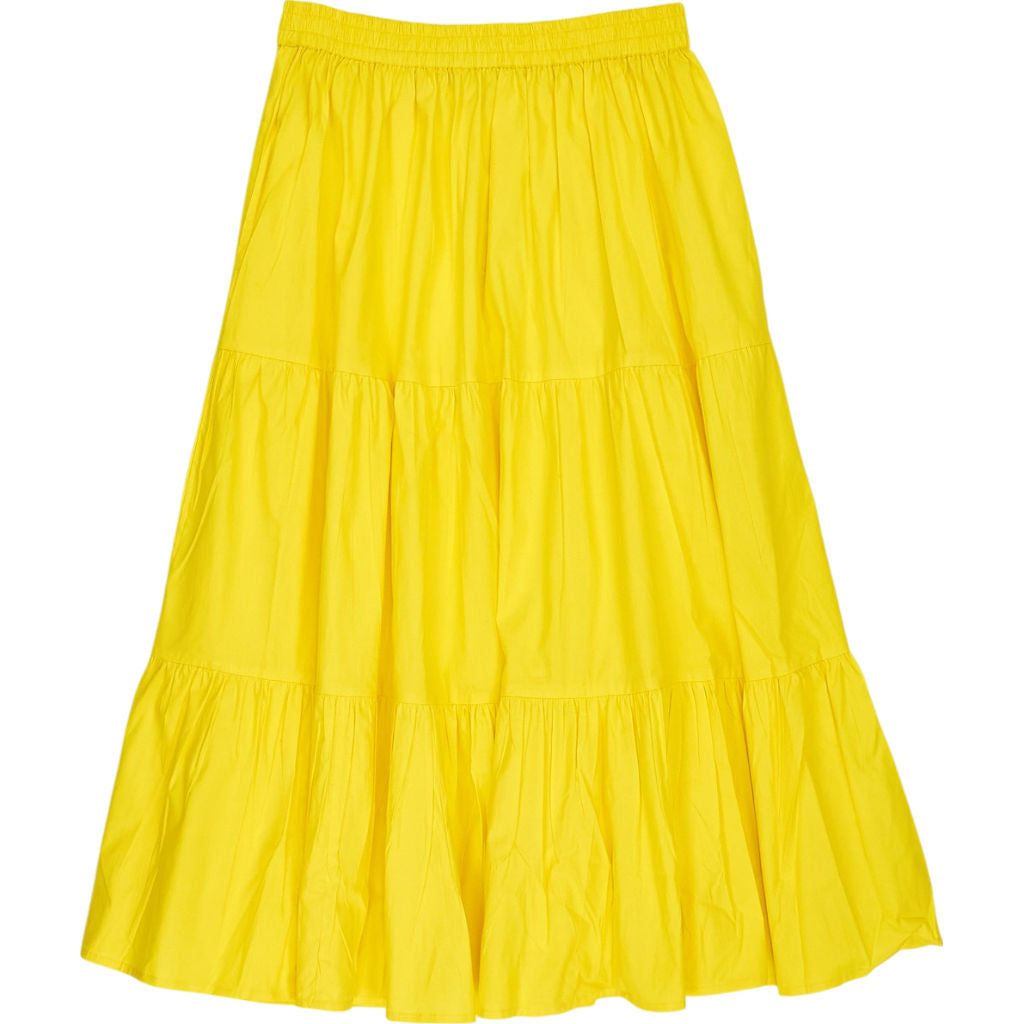 Pink City Prints Yellow Cotton Midi Skirt