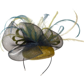 Magpie Accessories Feathered Beaded Fascinator Hat Green