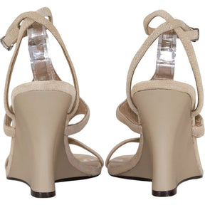 Pull & Bear x Karoline Vitto Cream Suede Wedge Sandals