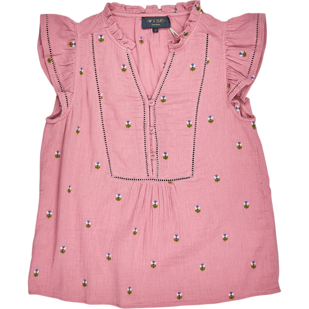 WYSE Pink Talya Embroidered Top