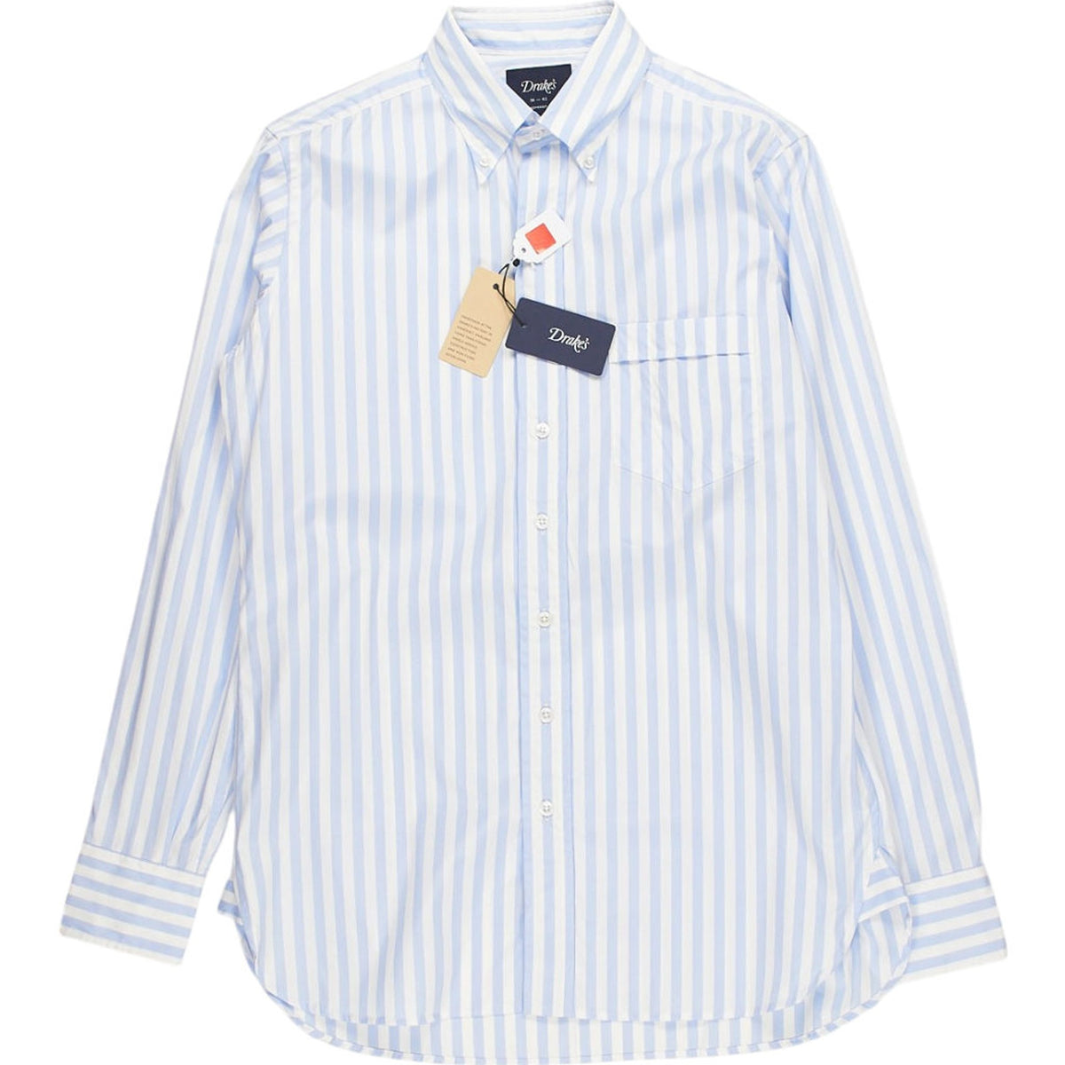 Drake's Blue Stripe Poplin Shirt