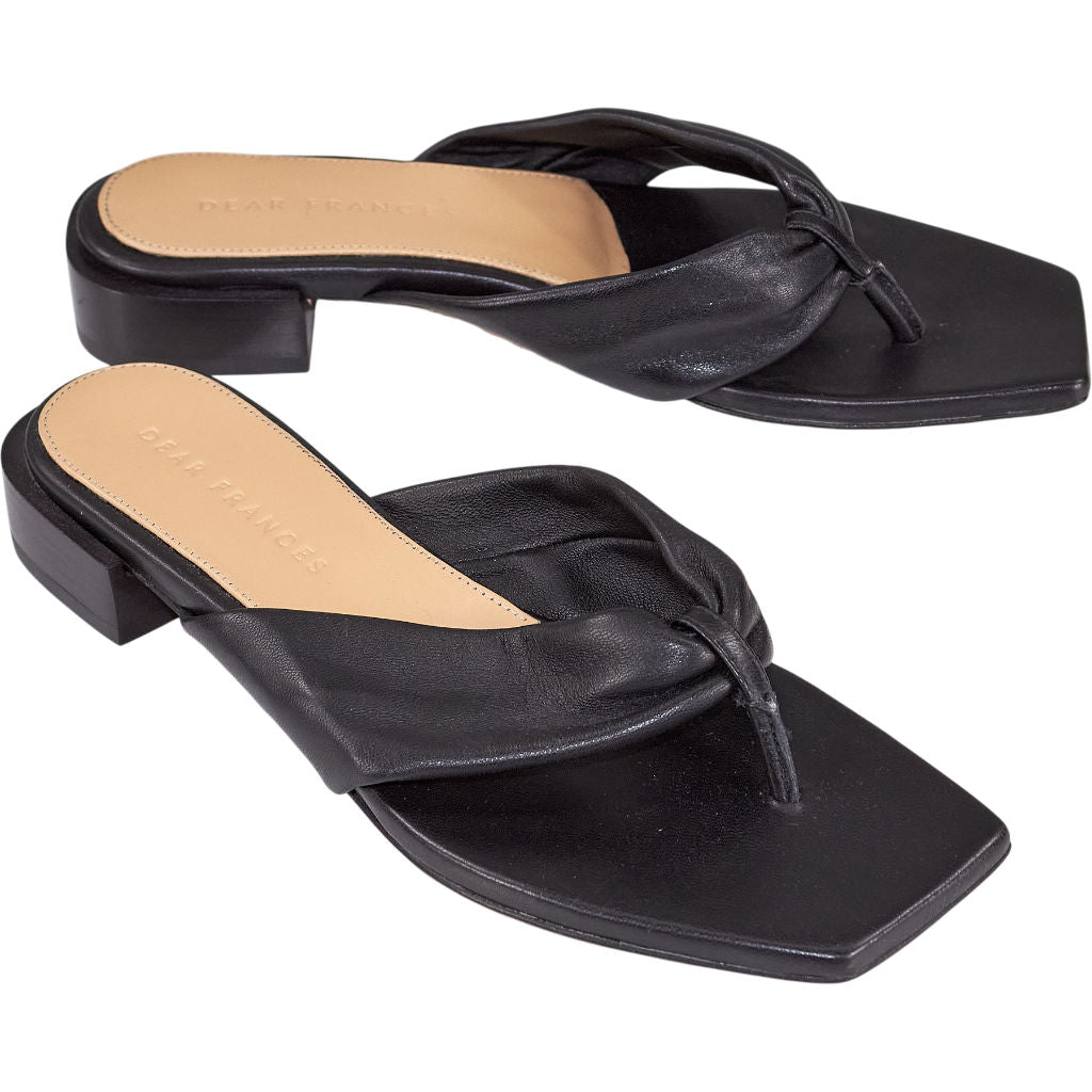 Dear Frances Black Leather Sandals