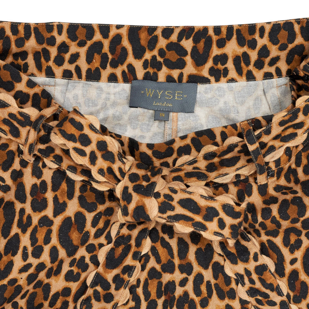 WYSE Leopard Print Tie-Waist Shorts