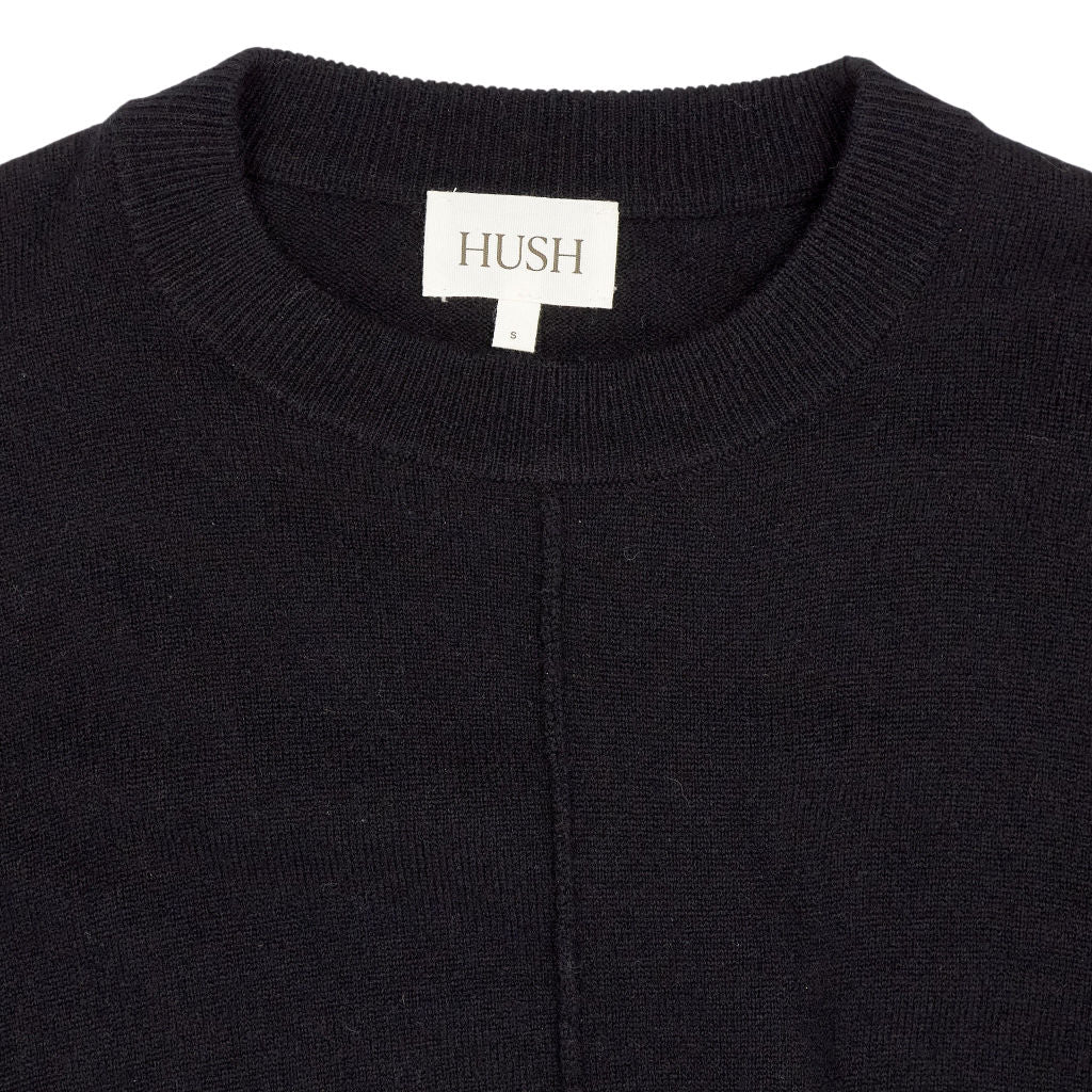 Hush Black Merino Wool Belted Dress