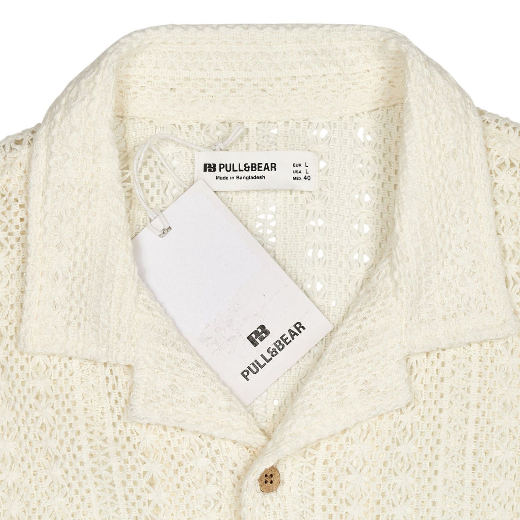 Pull & Bear Cream Crochet Shirt