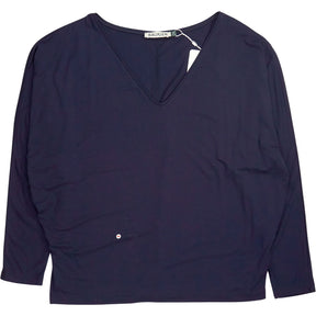 Baukjen Navy Ella Relaxed V-Neck Top