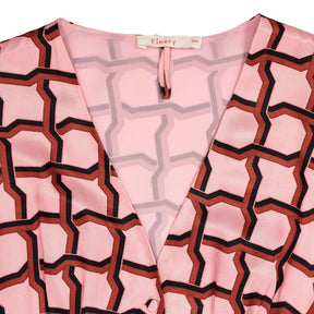 Finery Pink Geometric Wrap Dress