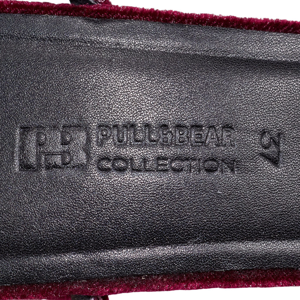 Pull & Bear Velvet Burgundy Block Heel Sandals