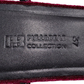 Pull & Bear Velvet Burgundy Block Heel Sandals