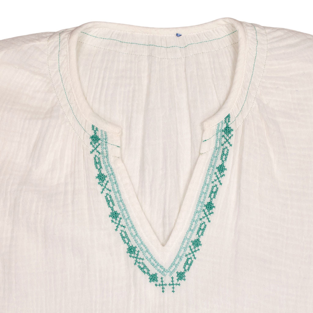 NRBY White Embroidered Boho Blouse