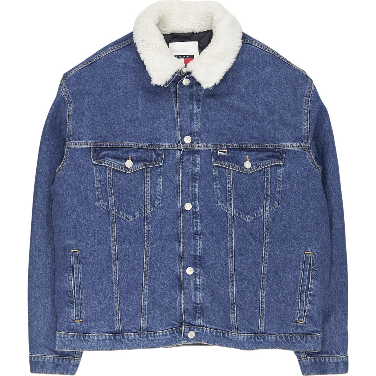 Tommy Jeans Blue Sherpa Collar Denim Jacket L