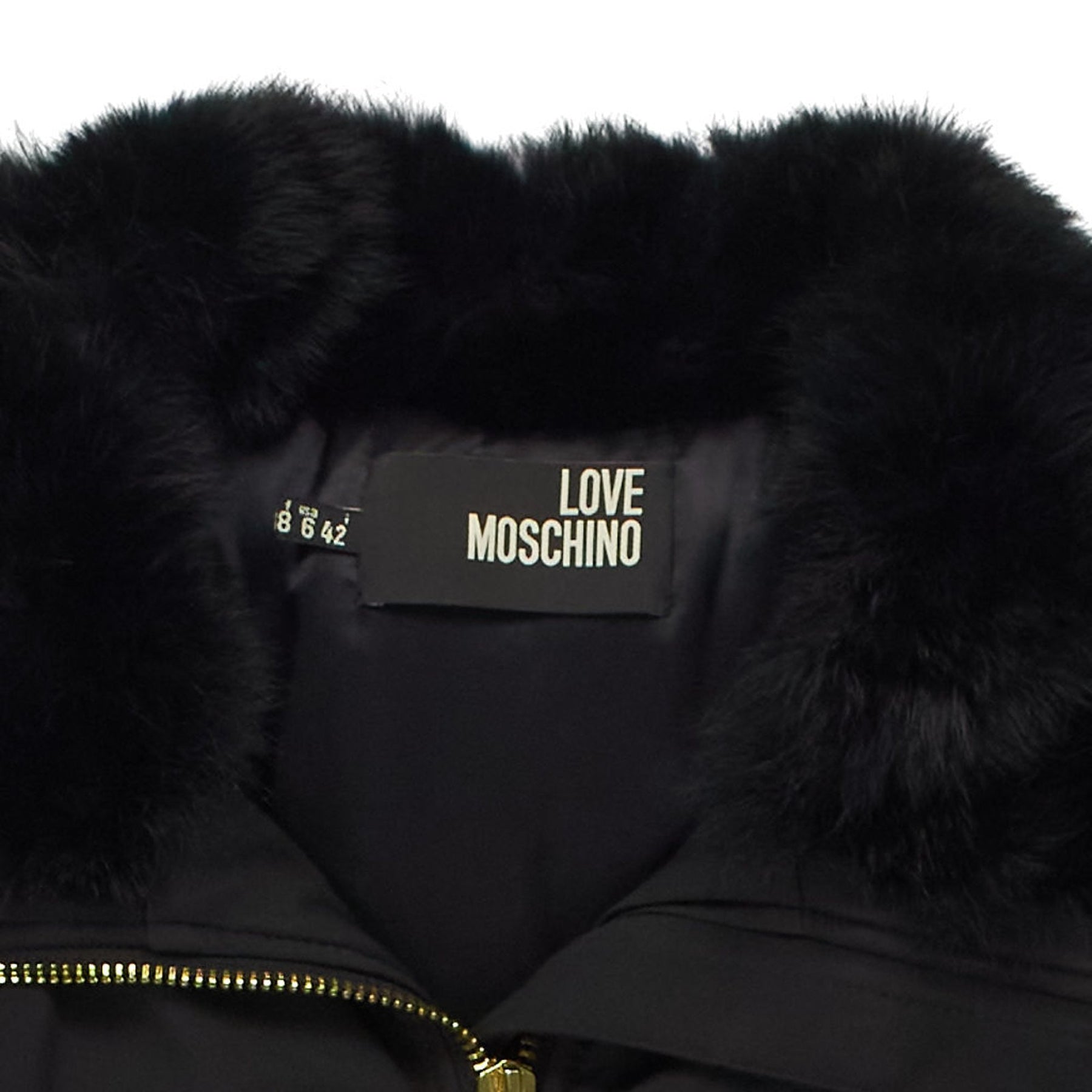Love Moschino Black Fur Trim Coat