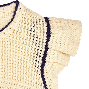 Me+Em Cream Ruffle Knit Top