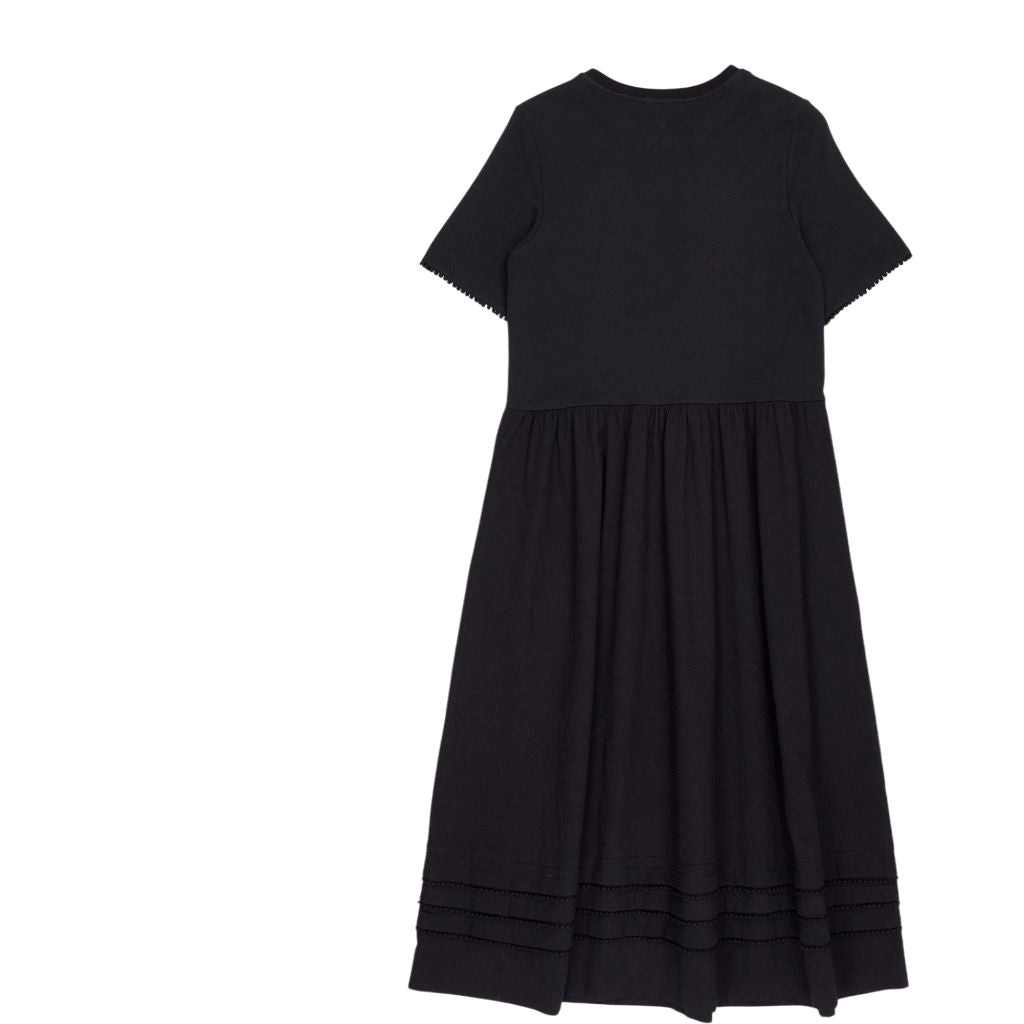 WYSE Black Short Sleeve Midi Dress