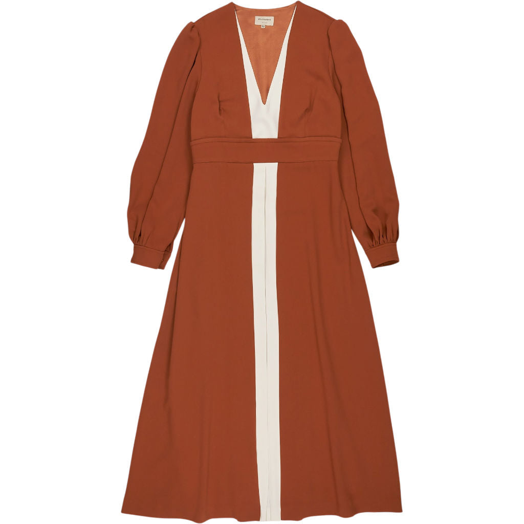Zeus + Dione Rust and White Midi Dress