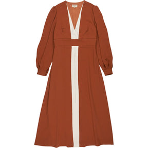 Zeus + Dione Rust and White Midi Dress
