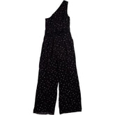 Wyse Black One-Shoulder Polka Dot Jumpsuit