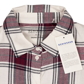 Schiesser Maroon White Check Shirt