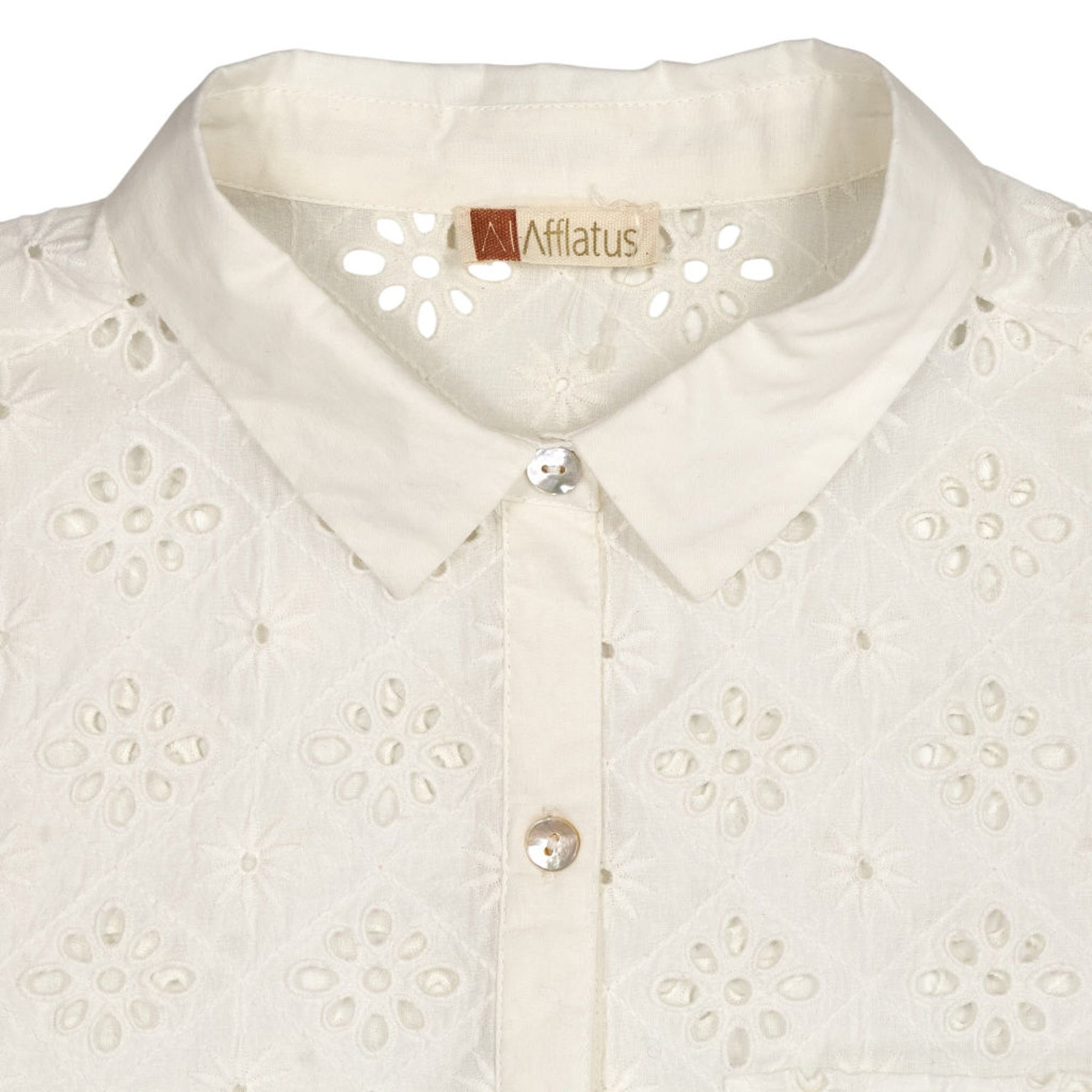 WYSE White Cotton Schiffly Shirt