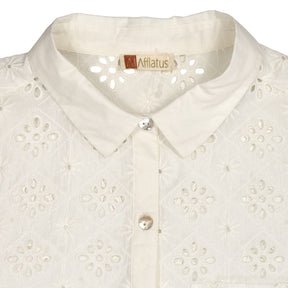 WYSE White Cotton Schiffly Shirt