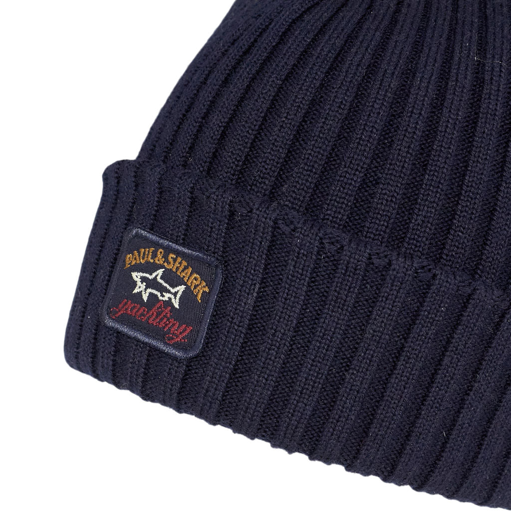 Paul & Shark Navy Wool Beanie Hat