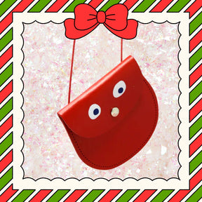 Googly Eye String Leather Purse - Red