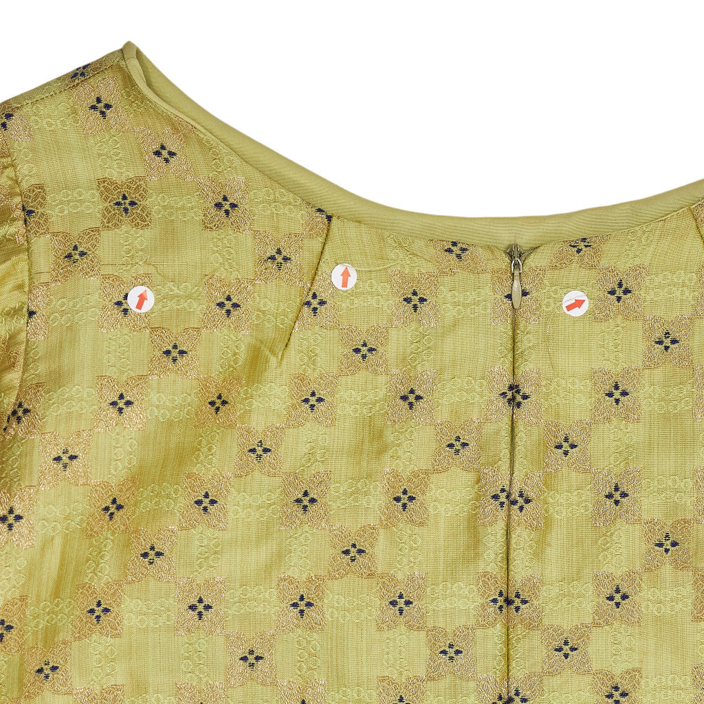 Nesavali Green Embroidered Ruffle Dress