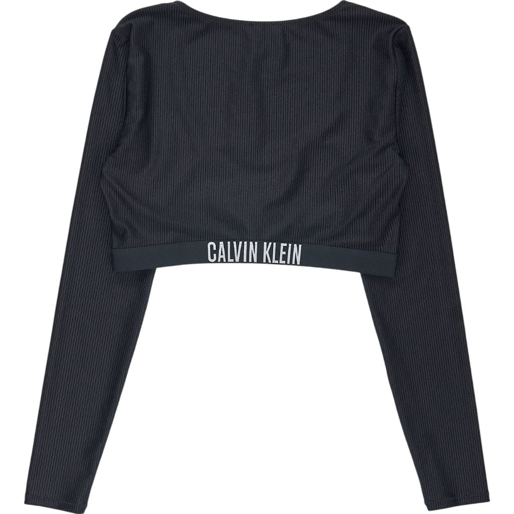 Calvin Klein Black Long Sleeve Swimwear Top