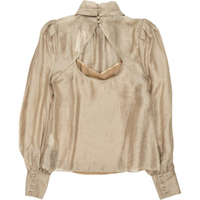 Karen Millen Champagne Organza Pussybow Blouse