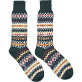 Drakes Multicoloured Green Patterned Socks