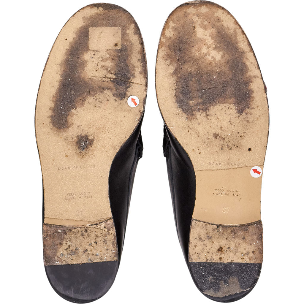 Dear Frances Black Loafers Gold Detail