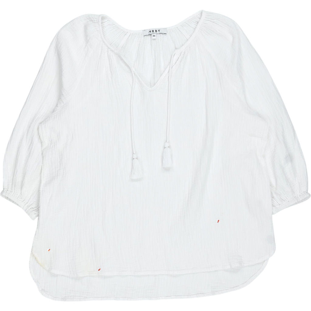 NRBY White Crinkle Cotton Blouse
